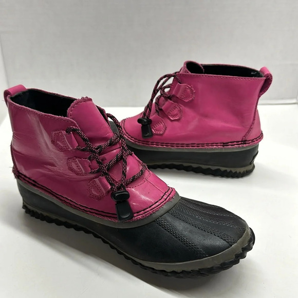 Sorel Duck Boots Lace Up Out N About Waterproof Winter Boot Shoes Pink Size 6 - Picture 2 of 8